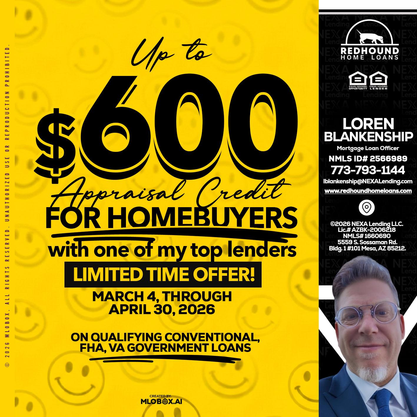 UP TO 600 - Loren Blankenship -Mortgage Loan Officer