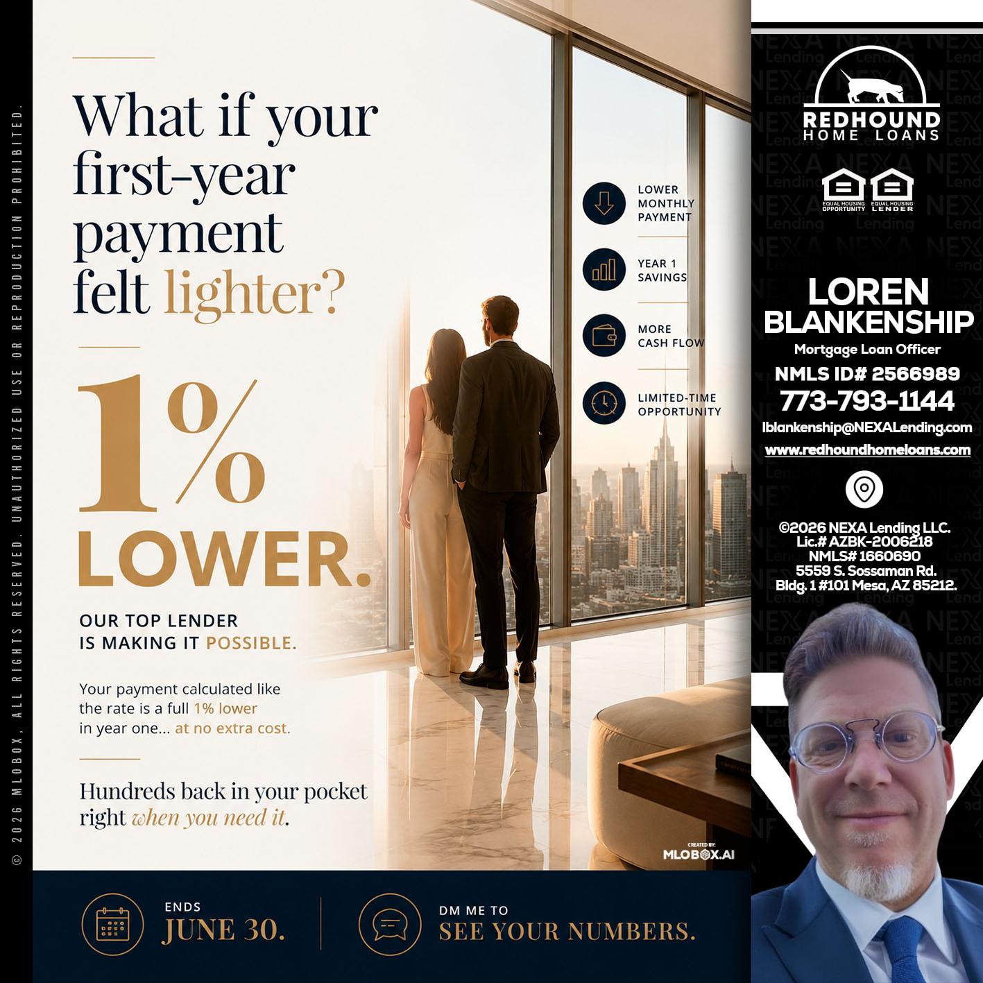 1% lower - Loren Blankenship -Mortgage Loan Officer