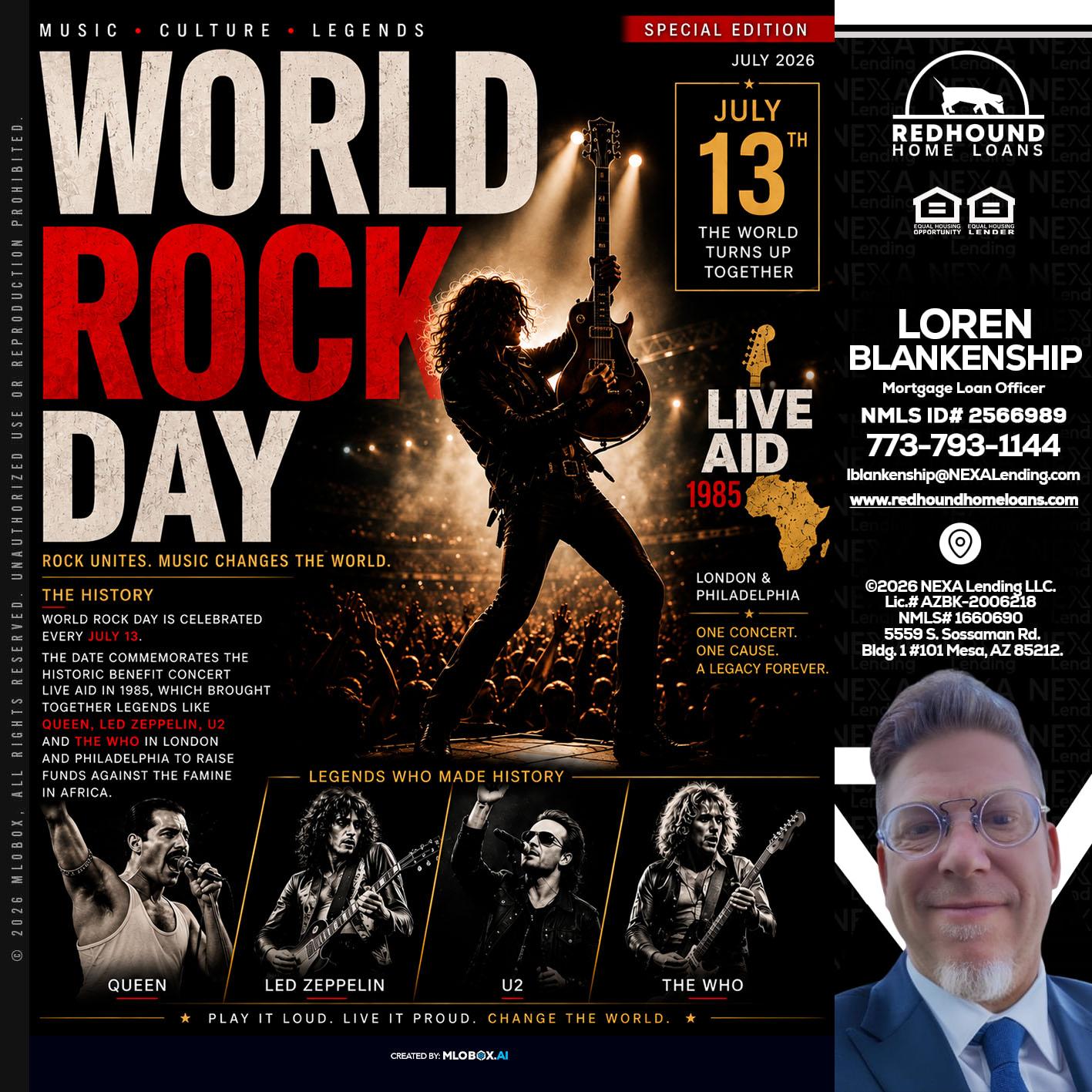 WORLD ROCK MUSIC DAY - Loren Blankenship -Mortgage Loan Officer