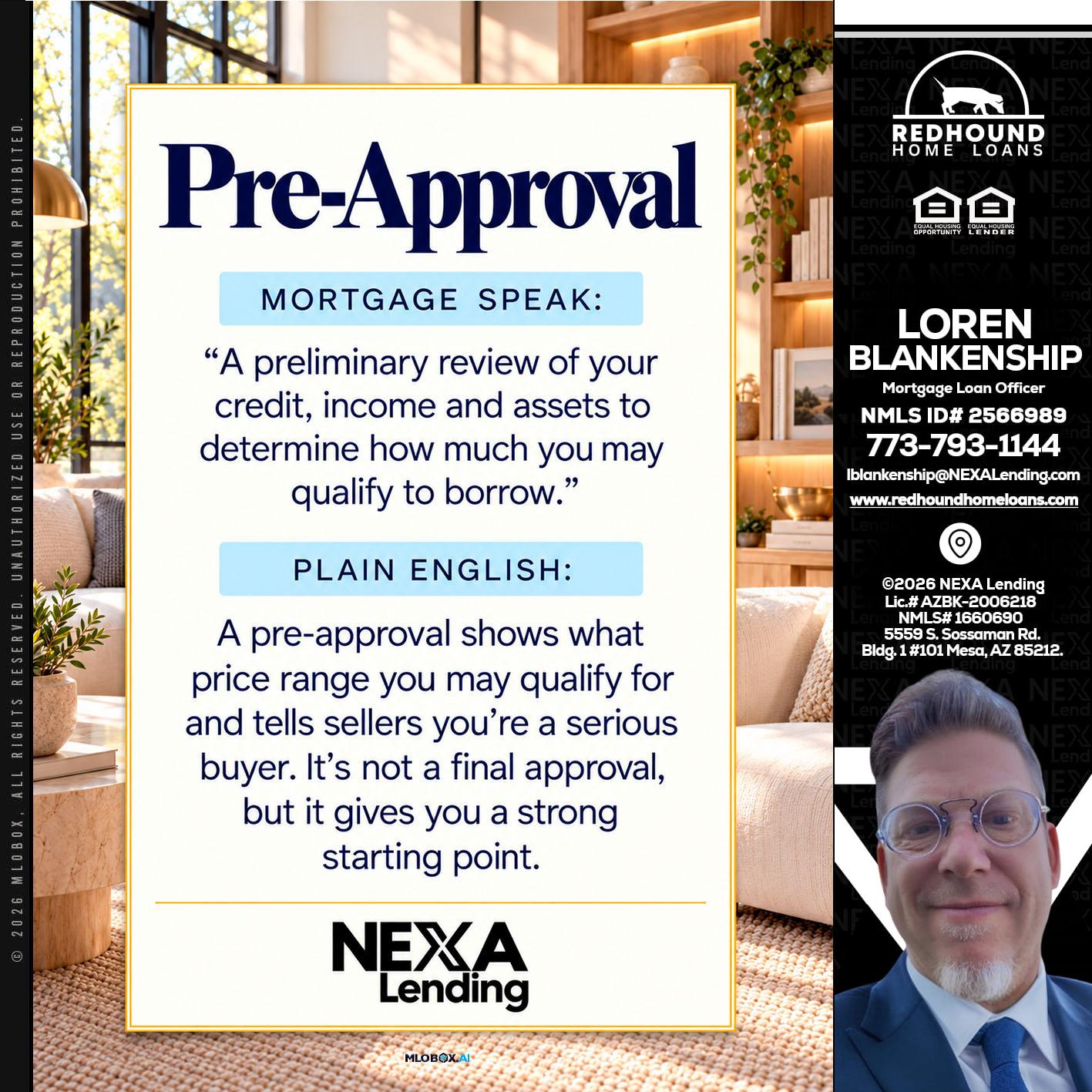 PREAPROVAL - Loren Blankenship -Mortgage Loan Officer